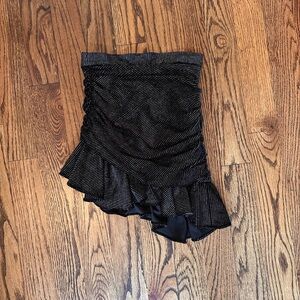 Zara Black Ruched Mini Skirt with Ruffle Hem